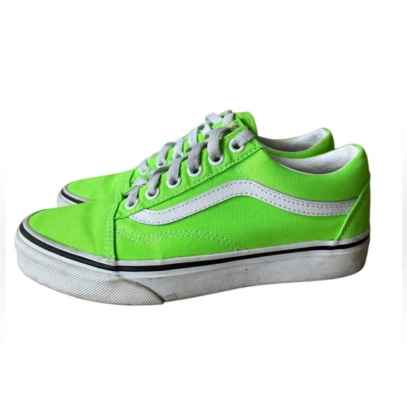 Vans neon green tie shoes on men’s 4/women’s 5.5 like new condition - Picture 3 of 9